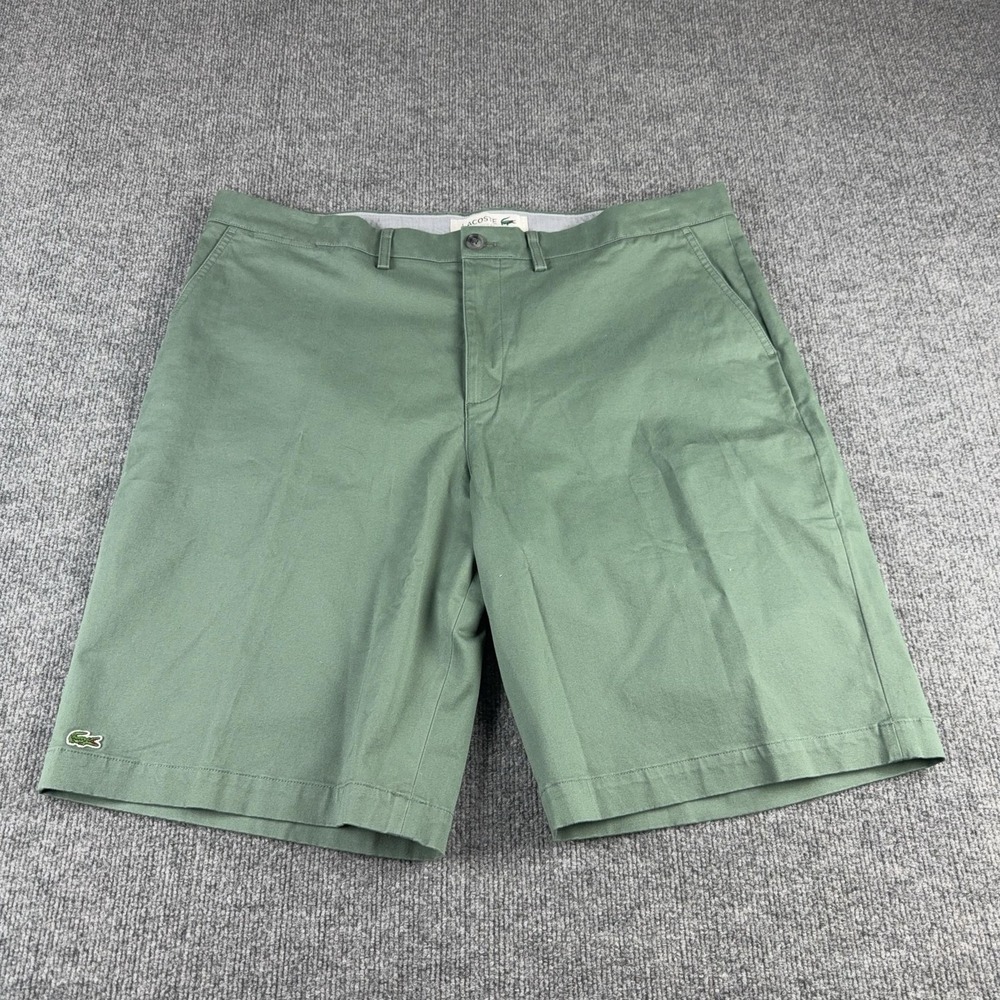 Lacoste Shorts Mens 42 Green Chino 10 Inseam Regular Fit Stretch Casual Summer